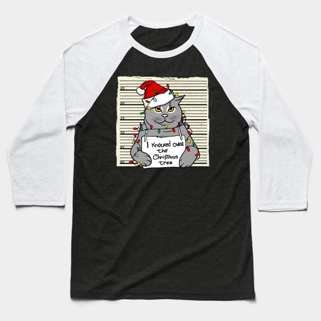 Christmas Cat Baseball T-Shirt by OniSide